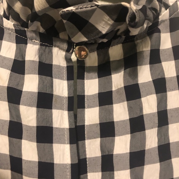 J.Crew Navy Blue & White Checkered Blouse-XS - Picture 4 of 6
